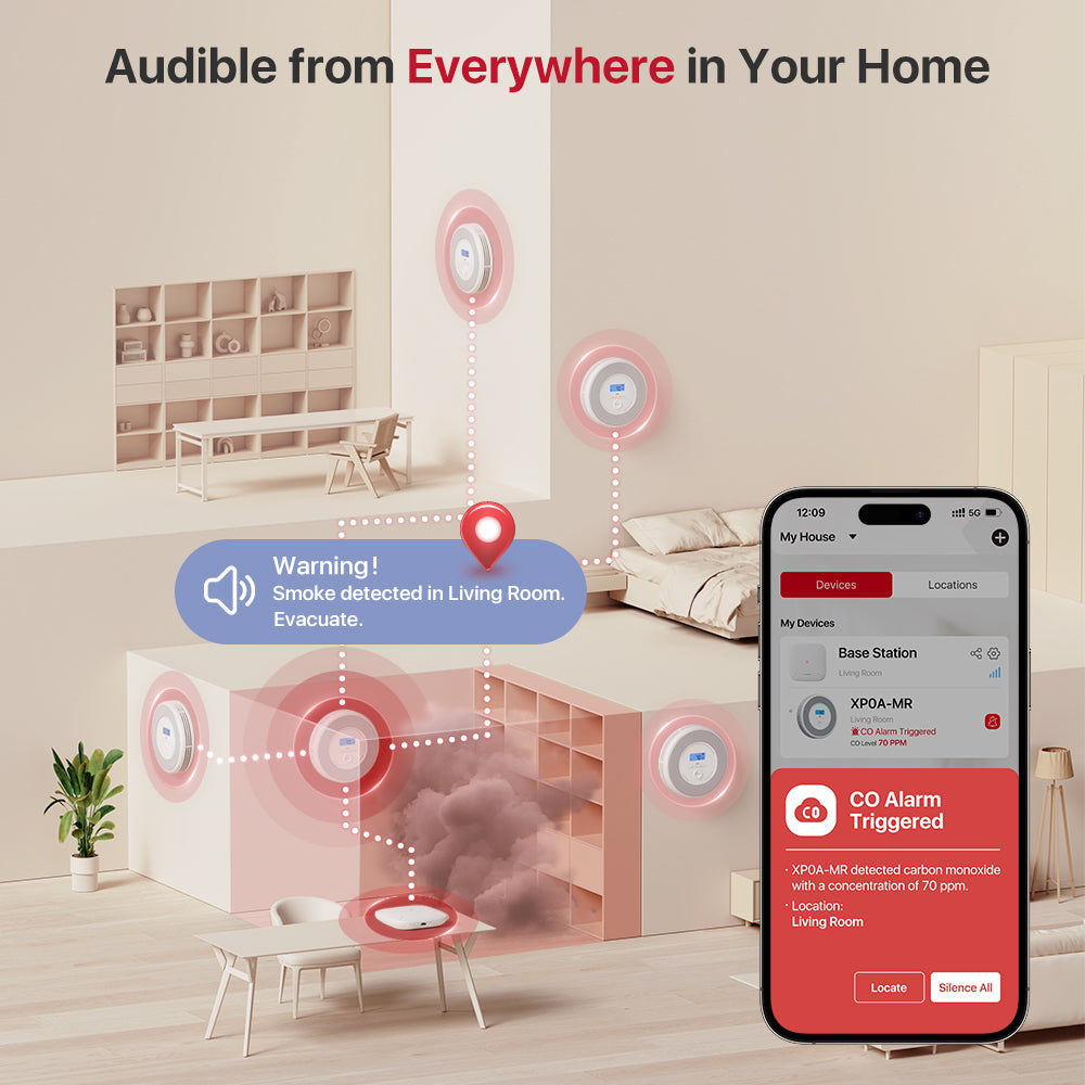 X-Sense XP0A-MR Interconnected Smart Smoke and CO Alarm - 1*Alarm
