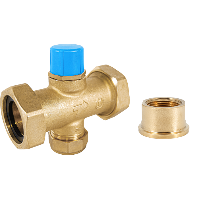 Legend Valves 800-766F 1-1/4" LegendConnect Forged Brass Three-Way Mixing Valve Body with FNPT Connectors