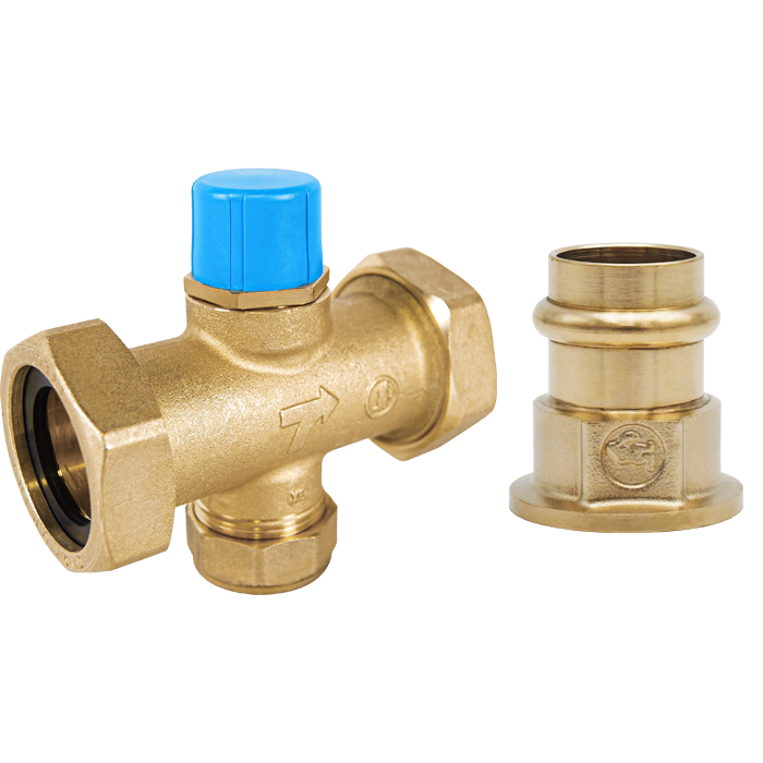 Legend Valves 800-765P 1" LegendConnect Forged Brass Three-Way Mixing Valve Body with LegendPress Connectors