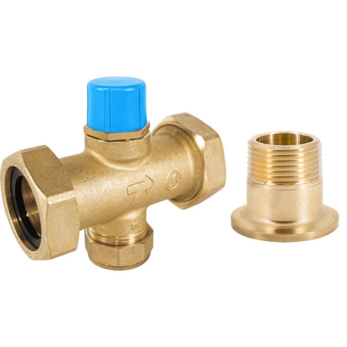 Legend Valves 800-766M 1-1/4" LegendConnect Forged Brass Three-Way Mixing Valve Body with MNPT Connectors