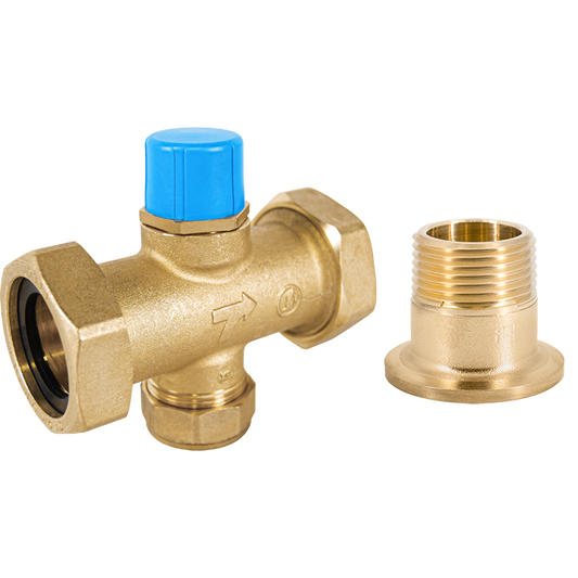 Legend Valves 800-766M 1-1/4" LegendConnect Forged Brass Three-Way Mixing Valve Body with MNPT Connectors