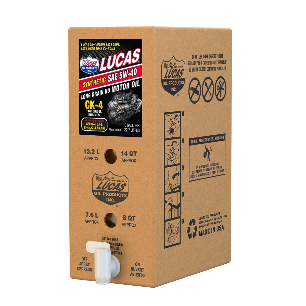 Lucas Oil 18011 Synthetic SAE 5W-40 CK-4 Truck Oil/6 Gallon Box