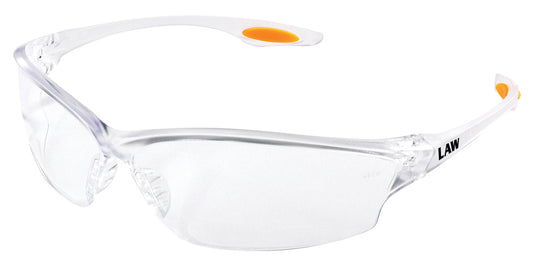 MCR Safety LW210 Law® LW2 Series Clear Safety Glasses with Clear Lens Soft Secure TPR Nose Piece and Temple Inserts (1 Pair)