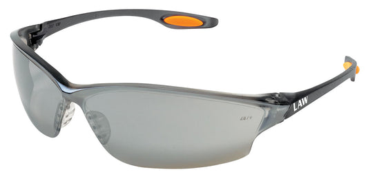 MCR Safety LW217 Law® LW2 Series Gray Safety Glasses with Silver Mirror Lens Soft Secure TPR Nose Piece and Temple Inserts (1 Pair)