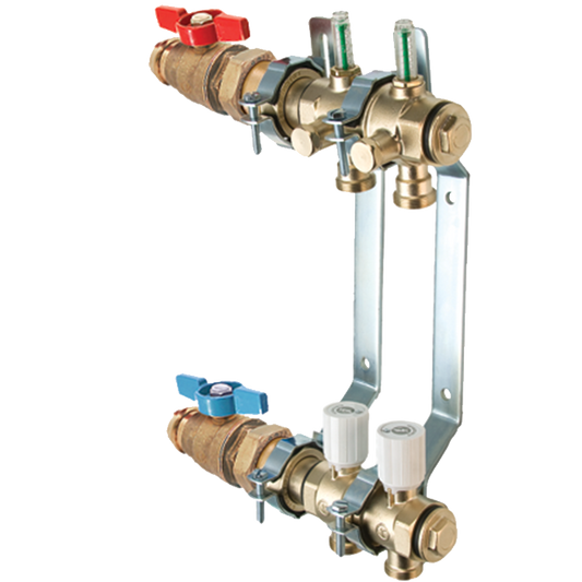 Legend Valves 8000S-10-2 1" Modular Brass Manifold Press Kit; Includes all required pieces for a 2-Port Modular Manifold with Red & Blue LegendPress Isolation Valves