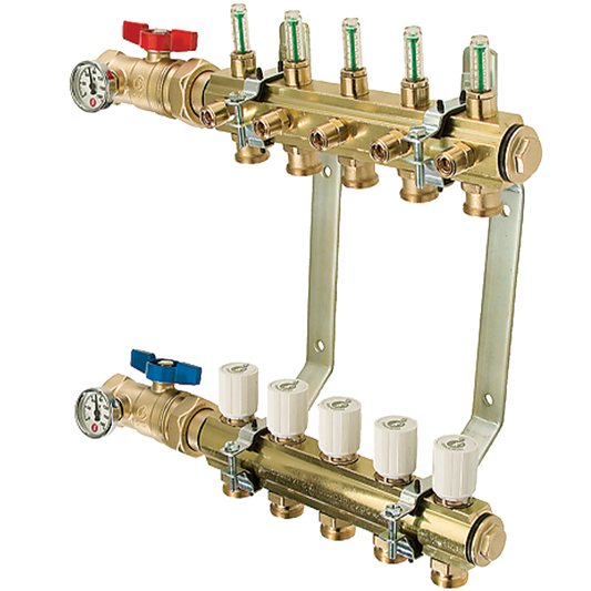 Legend Valves 8200T-10-4 1" Precision Brass Manifold Kit with FNPT Isolation Valves with Thermometers