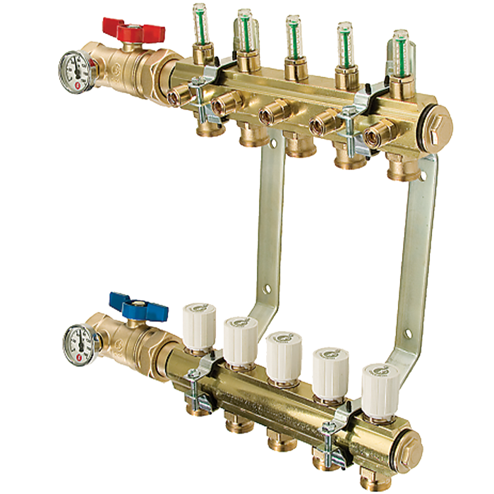 Legend Valves 8200T-10-7 1" Precision Brass Manifold Kit with FNPT Isolation Valves with Thermometers