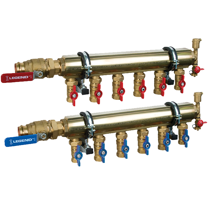 Legend Valves 8220S-15-3 1-1/2" High Capacity Brass Bar Manifold Press Kit with LegendPress Isolation Valves