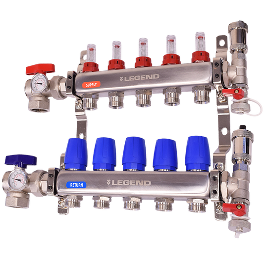 Legend Valves 8330AP-10-6 1" Stainless Steel Manifold Angle Pro Kit with FNPT Angle Isolation Valves with Thermometers