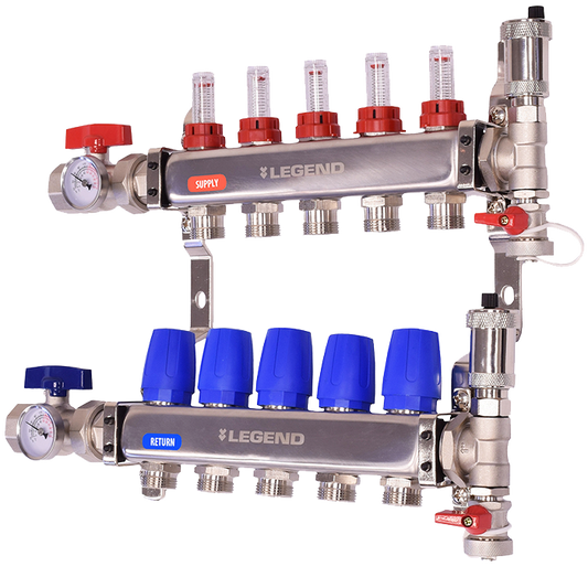 Legend Valves 8330P-10-2 1" Stainless Steel Manifold Pro Kit with FNPT Isolation Valves with Thermometers
