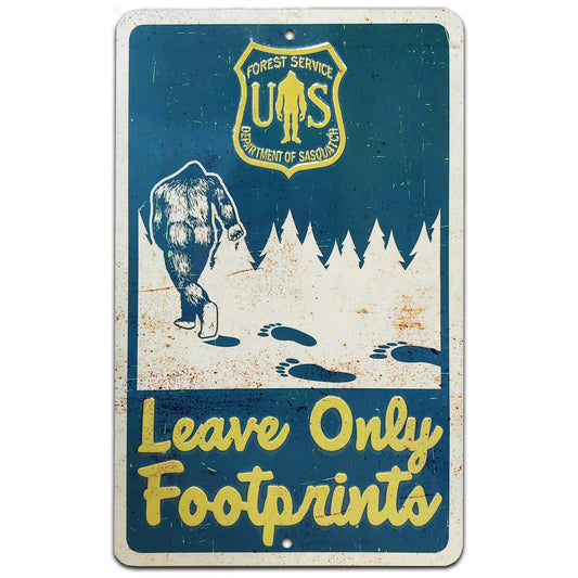 Paradise Clay SFF003 LEAVE ONLY FOOTPRINTS Metal Roadsign