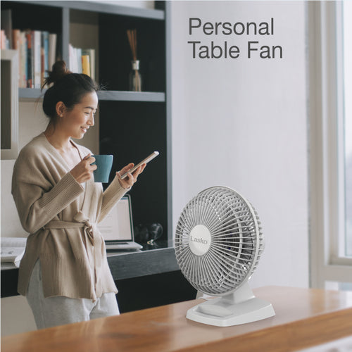 Lasko 2002W 6" 2-Speed Personal Table Fan with Storage Tray, White