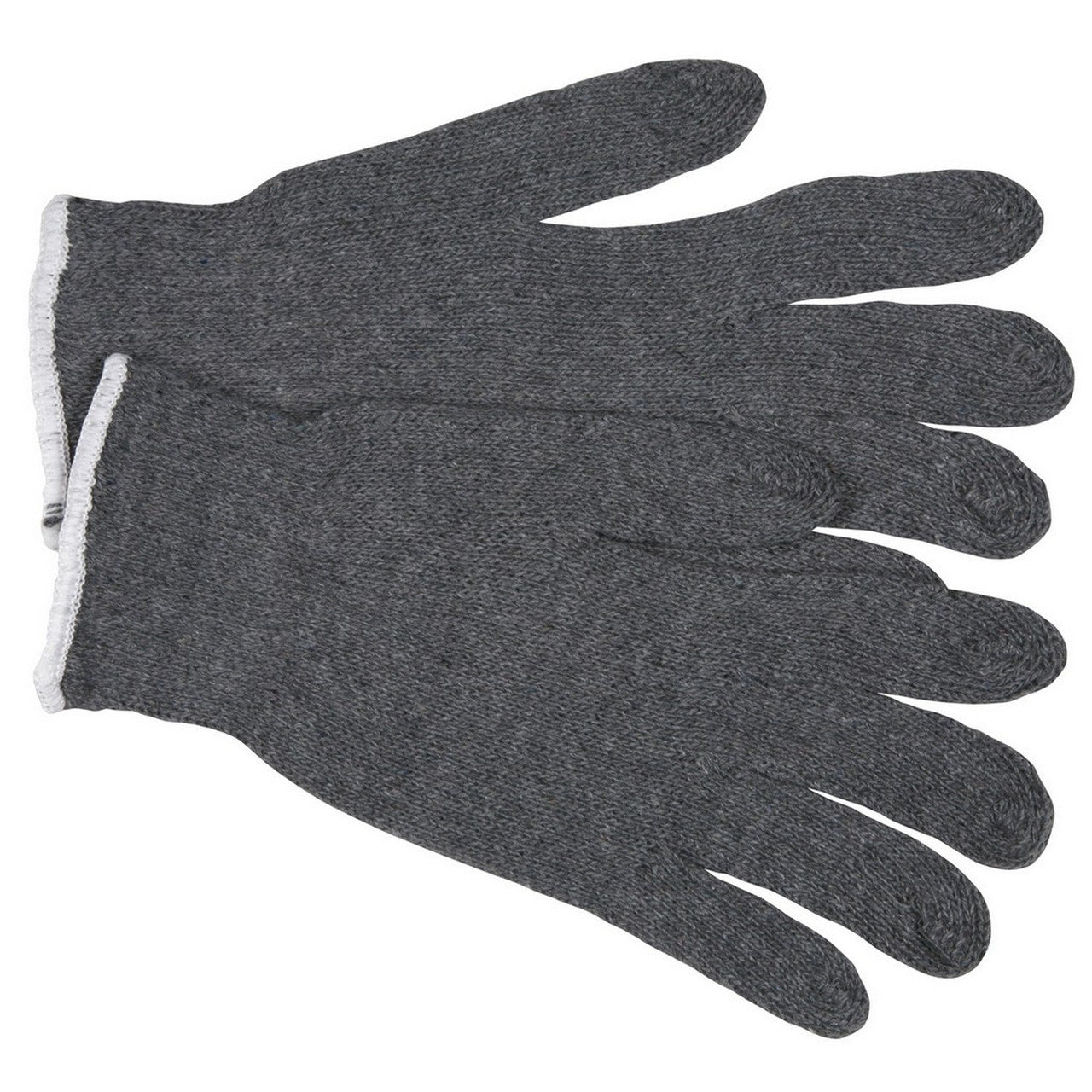 MCR Safety 9637S String Knit Work Gloves 7 Gauge Regular Weight Gray Cotton Polyester Hemmed Cuff (1 DZ)