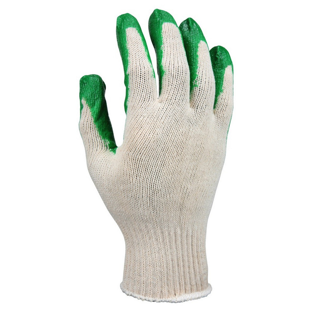 MCR Safety 9681S Cotton/Polyester Work Gloves 10-Gauge Natural Cotton/Polyester Shell Green Latex Coated Palm and Fingertips (1 DZ)