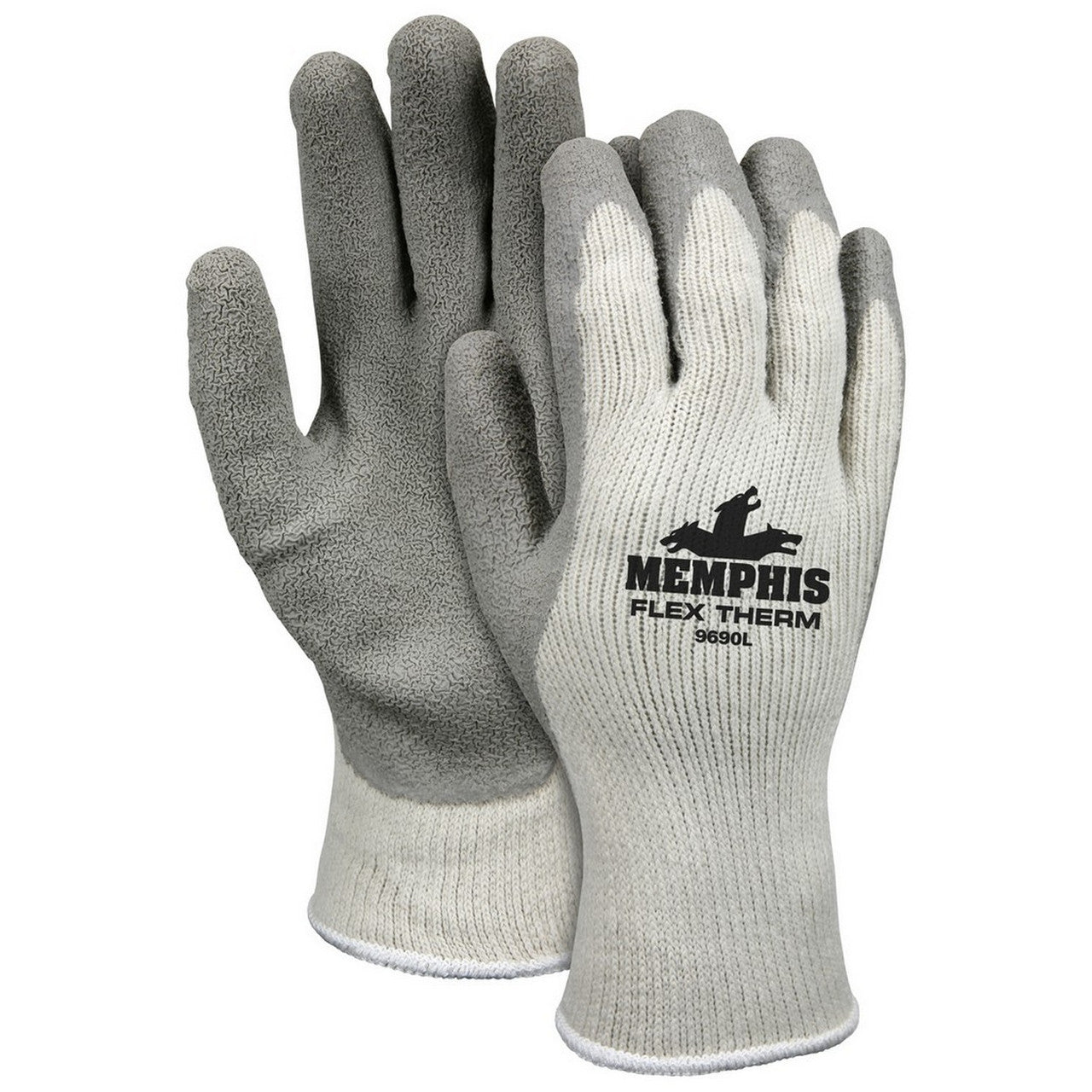 MCR Safety 9690M MCR Safety NXG® Insulated Work Gloves 10-Gauge Acrylic Cotton Shell Gray Latex Coated Palm and Fingertips (1 DZ)