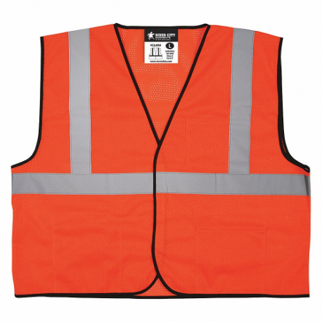 MCR Safety VCL2MOL Luminator® Series Hi-Vis Reflective Orange Safety Vest Mesh Fabric with 2 Inch Silver Stripes Hook and Loop Front Closure Meets ANSI/ISEA 107 2020 Standard Type R Class 2 Compliant  (1 EA)