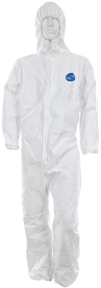 MCR Safety TY127SX2 DuPont™ Tyvek® Coverall with Zipper Front Elastic Sleeves and Ankles Attached Hood (1 CS)