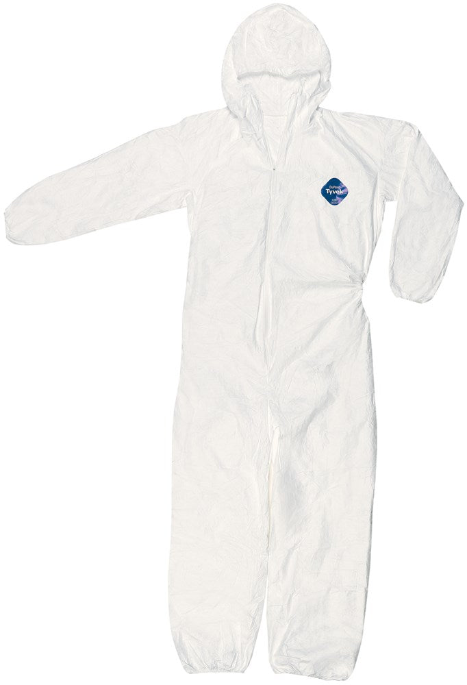 MCR Safety TY127SX2 DuPont™ Tyvek® Coverall with Zipper Front Elastic Sleeves and Ankles Attached Hood (1 CS)