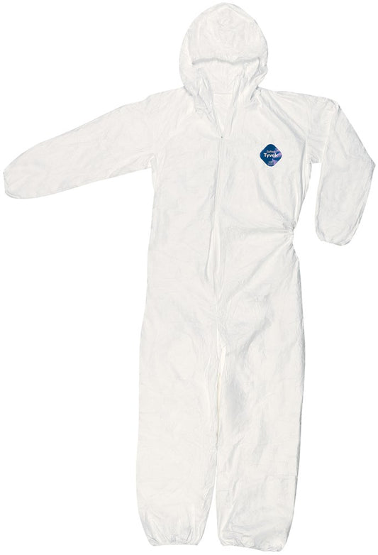 MCR Safety TY127SX2 DuPont™ Tyvek® Coverall with Zipper Front Elastic Sleeves and Ankles Attached Hood (1 CS)