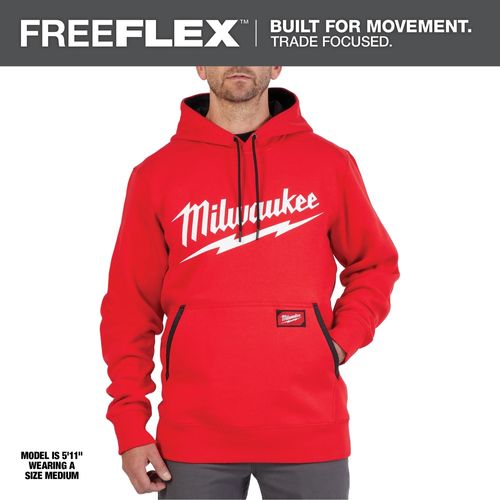 Milwaukee Tool 352R-L FREEFLEX Pullover Hoodie - Logo Red (Large), 1 EA