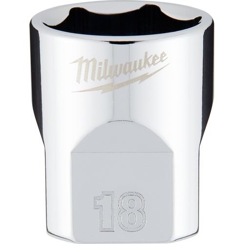 Milwaukee Tool 45-34-9088 3/8" Drive 18mm Metric Socket with FOUR FLAT Sides, 1 EA
