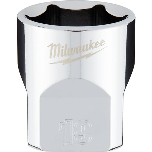 Milwaukee Tool 45-34-9089 3/8" Drive 19mm Metric Socket with FOUR FLAT Sides, 1 EA