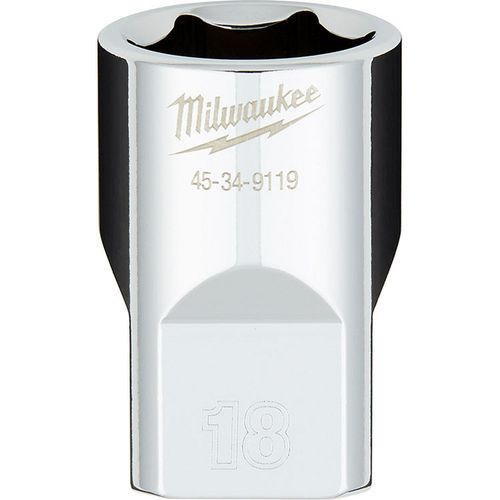 Milwaukee Tool 45-34-9119 1/2" Drive 18MM Metric 6-Point Socket with FOUR FLAT Sides, 1 EA
