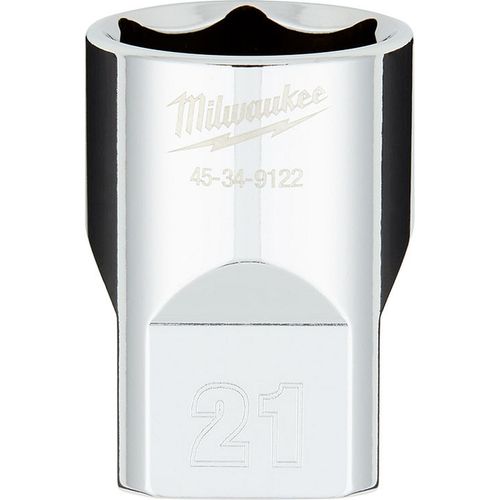 Milwaukee Tool 45-34-9122 1/2" Drive 21MM Metric 6-Point Socket with FOUR FLAT Sides, 1 EA