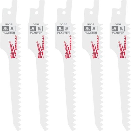 Milwaukee Tool 48-00-5052 5" 6 TPI SAWZALL Blade for Plaster, 5 EA/PKG