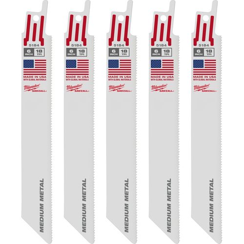 Milwaukee Tool 48-01-2184 6" 18 TPI SAWZALL Blades, 25 EA/PK