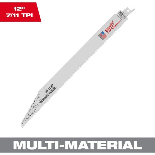 Milwaukee Tool 48-01-2711 12" 7/11 TPI WRECKER for Multi-Material SAWZALL Blade, 25 EA/PK