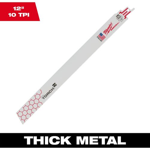 Milwaukee Tool 48-01-2714 12" 10 TPI TORCH SAWZALL Blade for Thick Metal, 25 EA/PK