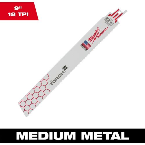 Milwaukee Tool 48-01-2788 9" 18 TPI TORCH SAWZALL Blade for Medium Metal, 25 EA/PK