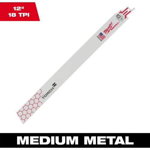 Milwaukee Tool 48-01-2789 12" 18 TPI TORCH SAWZALL Blade for Medium Metal, 25 EA/PK