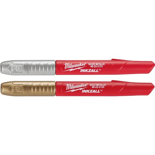 Milwaukee Tool 48-22-3123 INKZALL Silver/Gold Metallic Fine Point Marker, 2 EA/ST