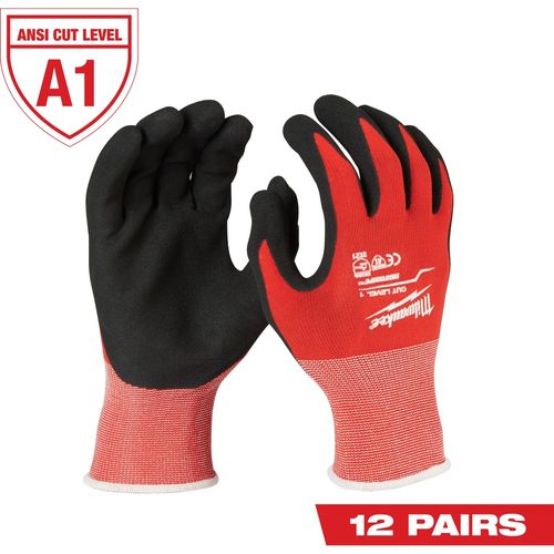 Milwaukee Tool 48-22-8902E Cut Level 1 Nitrile Dipped Gloves (Large), 12 PR/PK