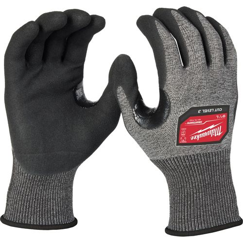 Milwaukee Tool 48-73-7132E Cut Level 3 High-Dexterity Nitrile Dipped Gloves (Large), 12 PR/PK