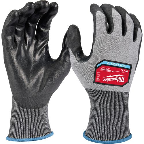 Milwaukee Tool 48-73-8722B 12 Pair Cut Level 2 High Dexterity Polyurethane Dipped Gloves (Large), 12 PR/PK