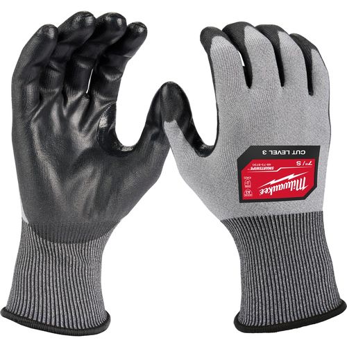 Milwaukee Tool 48-73-8730B 12 Pair Cut Level 3 High Dexterity Polyurethane Dipped Gloves (Small), 12 PR/PK