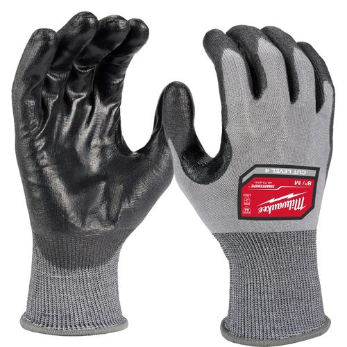 Milwaukee Tool 48-73-8741B 12 Pair Cut Level 4 High Dexterity Polyurethane Dipped Gloves (Medium), 12 PR/PK
