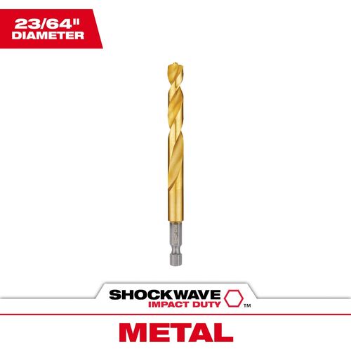 Milwaukee Tool 48-89-4620 23/64" SHOCKWAVE Impact Duty RED HELIX Titanium Drill Bit, 1 EA