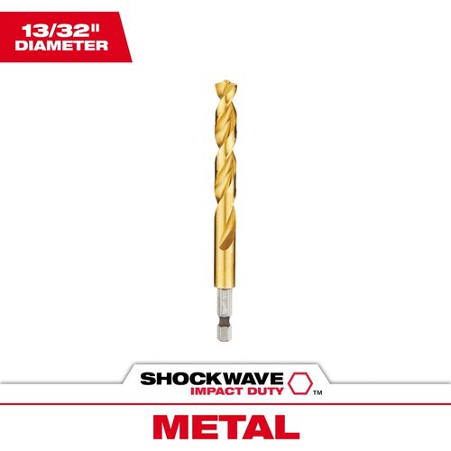 Milwaukee Tool 48-89-4623 13/32" SHOCKWAVE Impact Duty RED HELIX Titanium Drill Bit, 1 EA