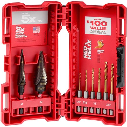 Milwaukee Tool 48-89-9252 8 Piece Impact Step and Drill Bit Set, 1 ST