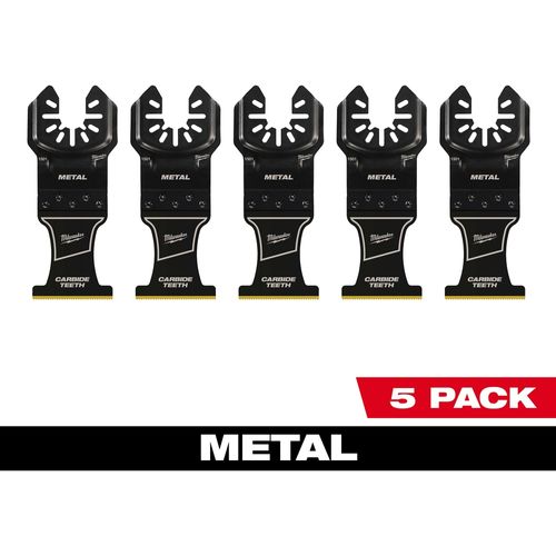 Milwaukee Tool 49-25-1505 1-3/8" Carbide Teeth Metal Universal Fit Oscillating Multi-Tool Blade, 5 EA/PK