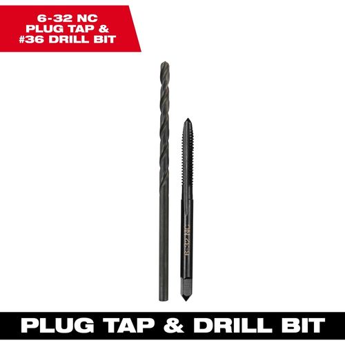 Milwaukee Tool 49-57-5515 6-32 NC Straight Flute Plug Tap & #36 Drill Bit, 1 EA