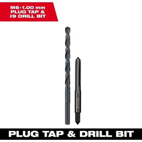 Milwaukee Tool 49-57-5536 M6-1.00 mm Straight Flute Plug Tap & #9 Drill Bit, 1 EA