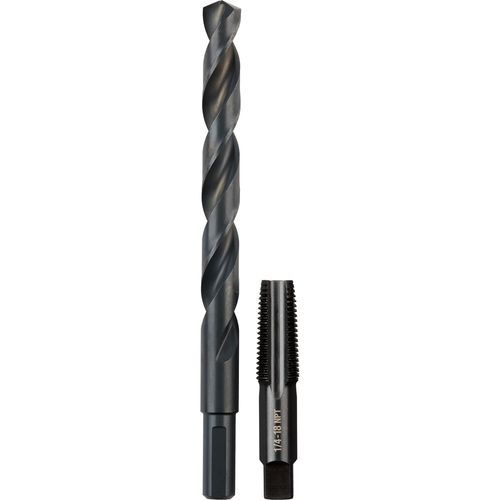 Milwaukee Tool 49-57-5591 1/4" -18 NPT Straight Flute Plug Tap & 7/16" Drill Bit, 1 EA