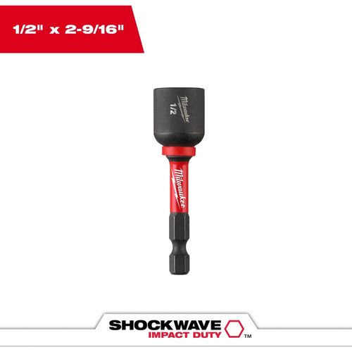 Milwaukee Tool 49-66-4537 SHOCKWAVE Impact Duty 1/2" x 2-9/16" Magnetic Nut Driver, 1 EA
