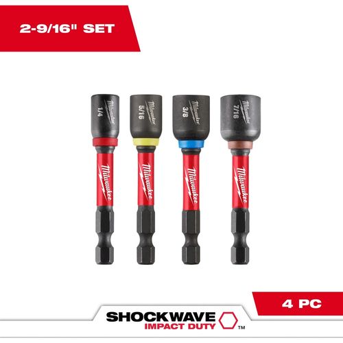 Milwaukee Tool 49-66-4566 4 Piece SHOCKWAVE Impact Duty 2-9/16" Magnetic Nut Driver Set, 1 ST