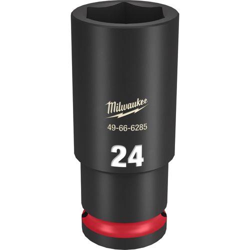 Milwaukee Tool 49-66-6285 SHOCKWAVE Impact Duty 1/2" Drive 24MM Deep 6 Point Socket, 1 EA